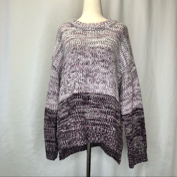 Cupio fluffy sweater melange heather purple colorblock drop shoulder split seam - Picture 1 of 9